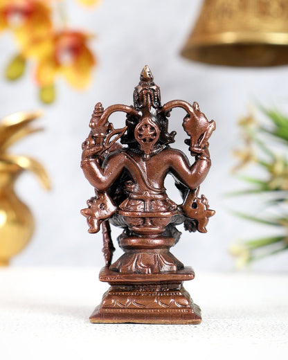 Pure Copper Lakshmi Narasimha Swamy Idol – Divine Protection Sculpture (3 Inches) - Budhshiv.com