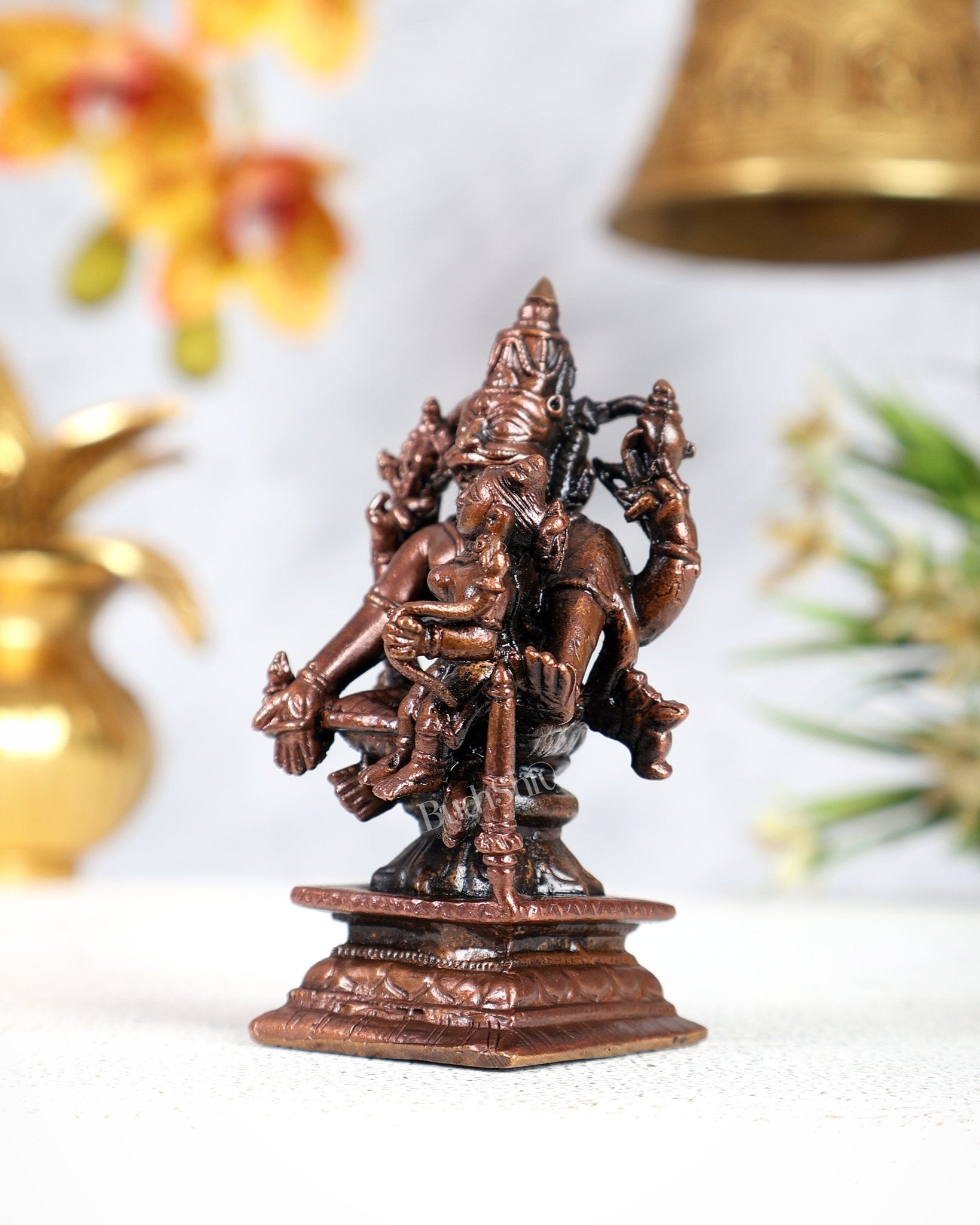 Pure Copper Lakshmi Narasimha Swamy Idol – Divine Protection Sculpture (3 Inches) - Budhshiv.com