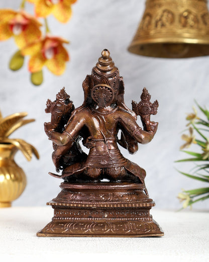 Pure Copper Lakshmi Narasimha Swamy Idol – Divine Protection Sculpture (5 Inches) - Budhshiv.com