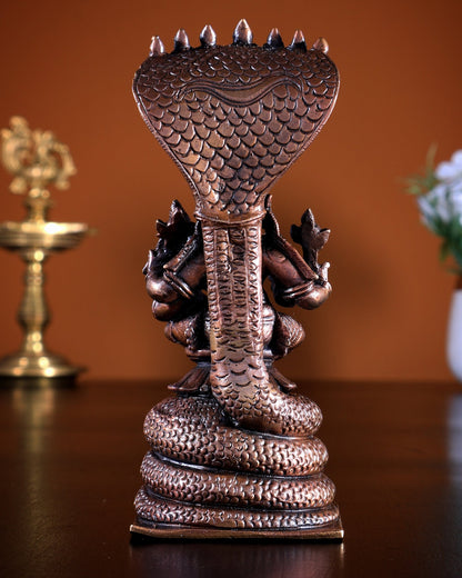 Pure Copper Lakshmi Narasimha Swamy Idol | Sheshanaaga Peeta 5 inch - Budhshiv.com