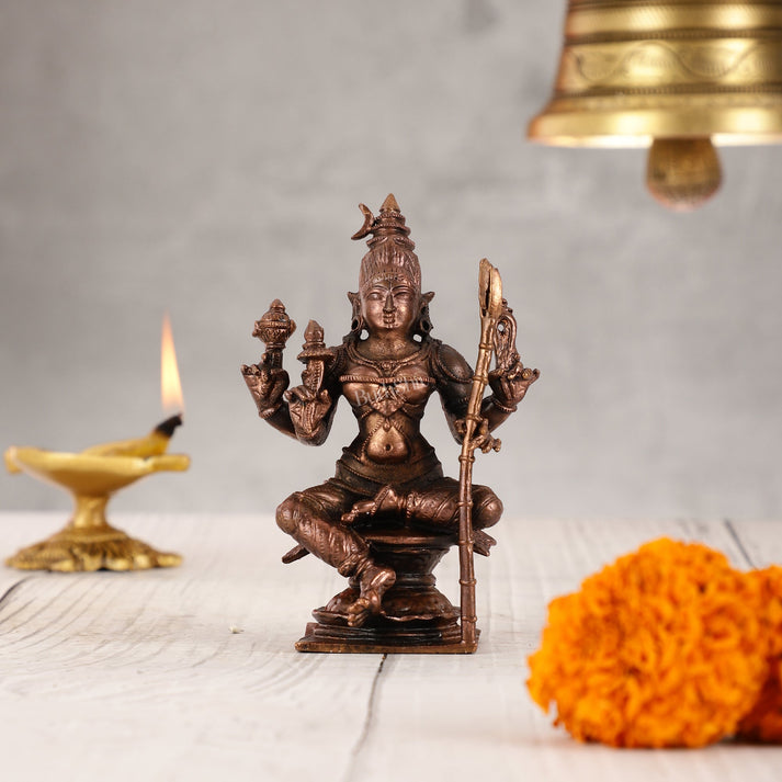 Pure Copper lalita Devi Rajarajeshwari Idol - 4 Inch – Budhshiv.com
