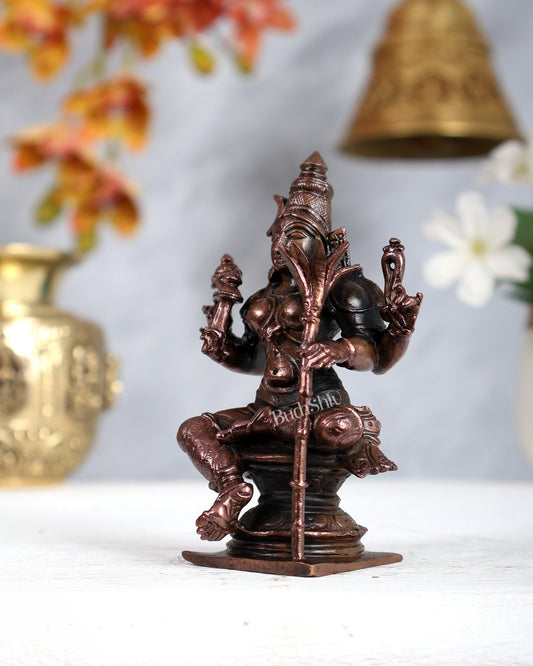 Pure Copper Lalita Devi Tripura Sundari Idol – Sri Vidya Goddess Sculpture (4 Inches) - Budhshiv.com
