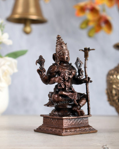 Pure Copper Lalita Devi with Balambikai Tripura Sundari Idol 4.5" - Budhshiv.com