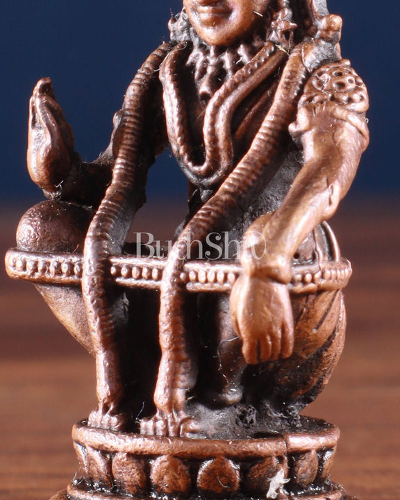 Pure Copper Lord Ayyappa Swamy Idol – 2 Inch, - Budhshiv.com