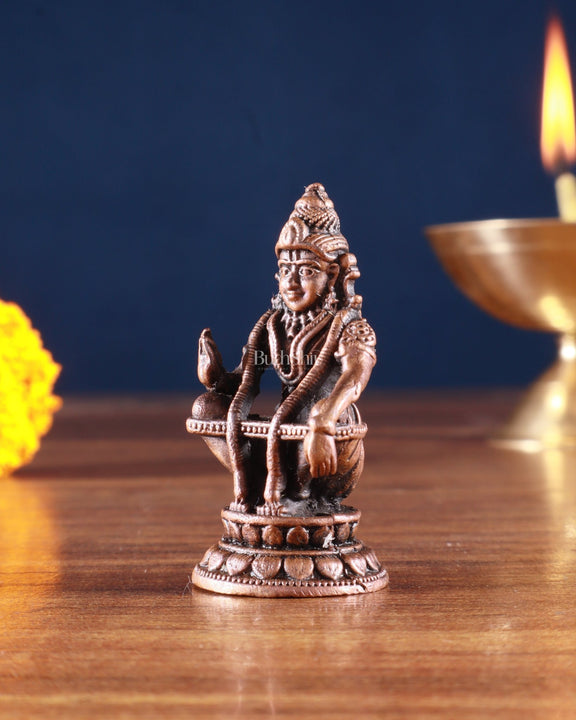 Pure Copper Lord Ayyappa Swamy Idol – 2 Inch, - Budhshiv.com
