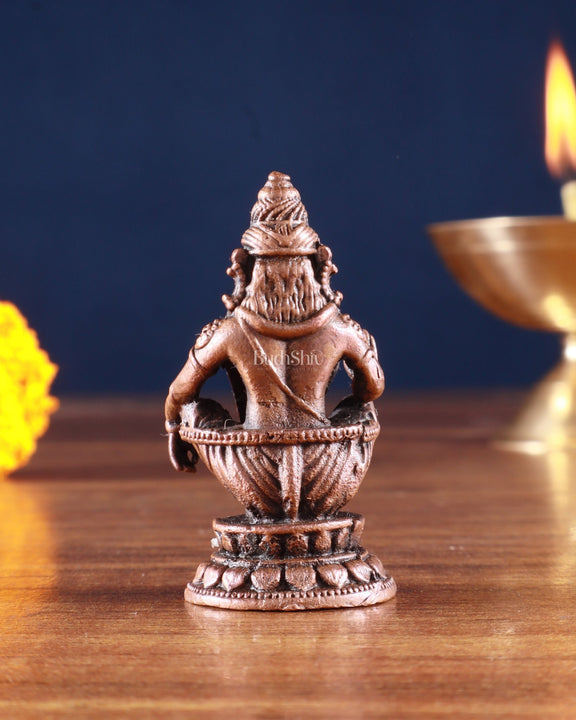 Pure Copper Lord Ayyappa Swamy Idol – 2 Inch, - Budhshiv.com