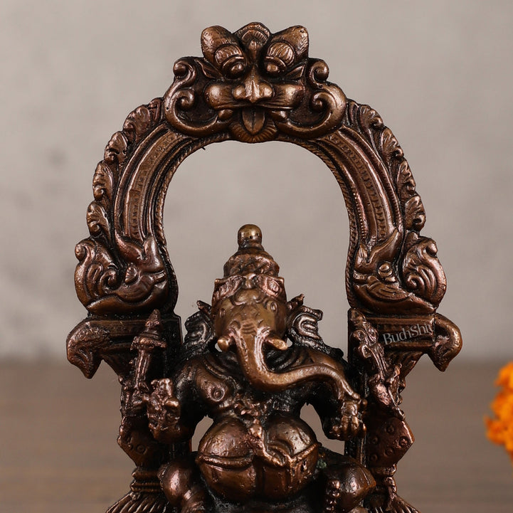 Pure Copper Lord Ganesha Idol - 4 Inches - Budhshiv.com