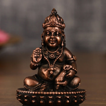 Pure Copper Lord Kubera Idol | 2 Inch Height - Budhshiv.com