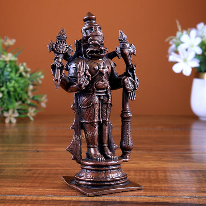 Pure Copper Lord Narasimha Standing Idol 6 inch - Budhshiv.com