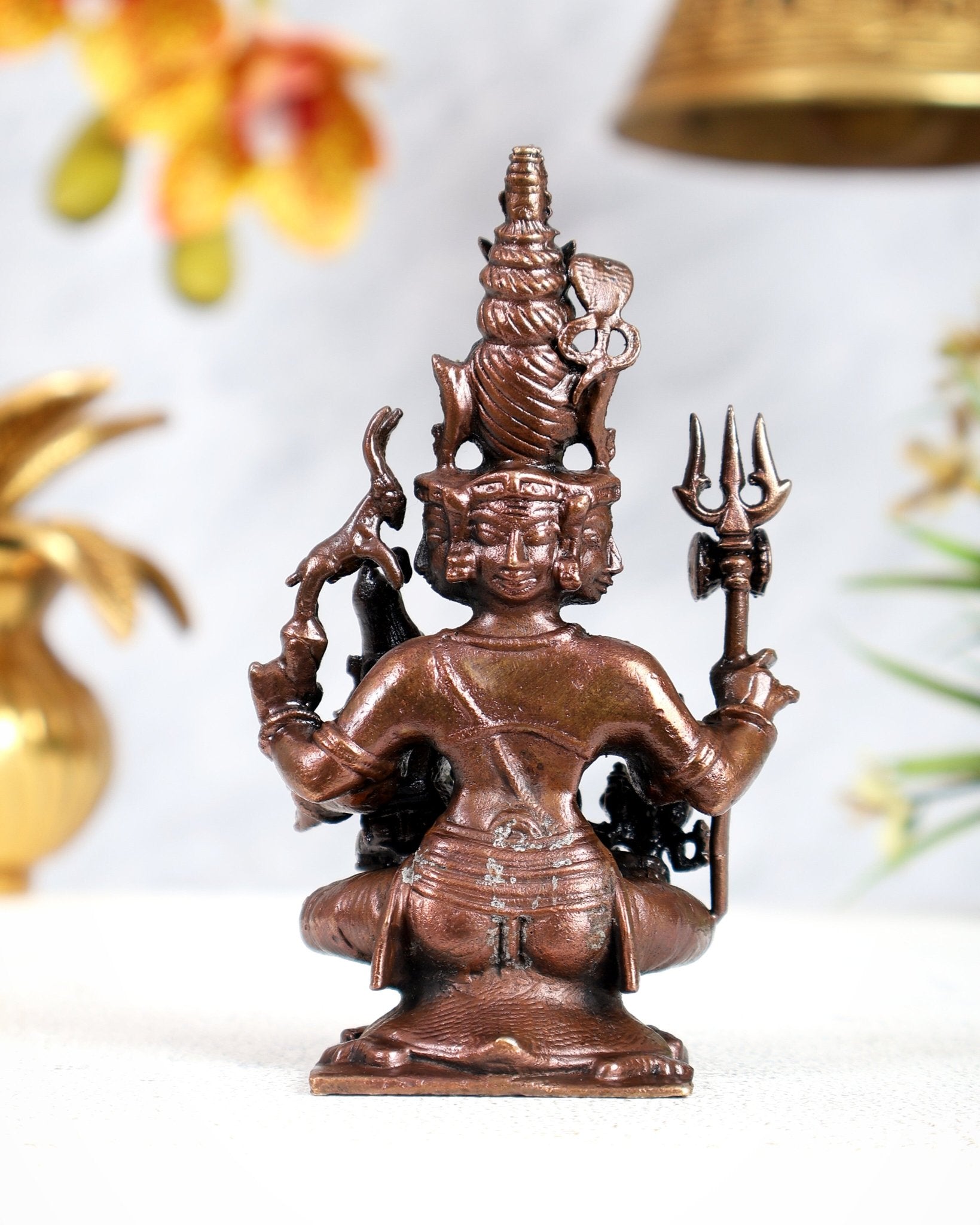 Pure Copper Lord Shiva Parivar Idol - 4.5 inch - Budhshiv.com