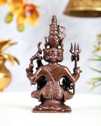 Pure Copper Lord Shiva Parivar Idol - 4.5 inch - Budhshiv.com
