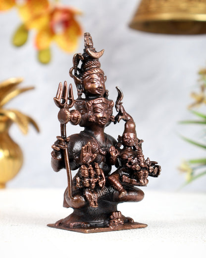 Pure Copper Lord Shiva Parivar Idol - 4.5 inch - Budhshiv.com