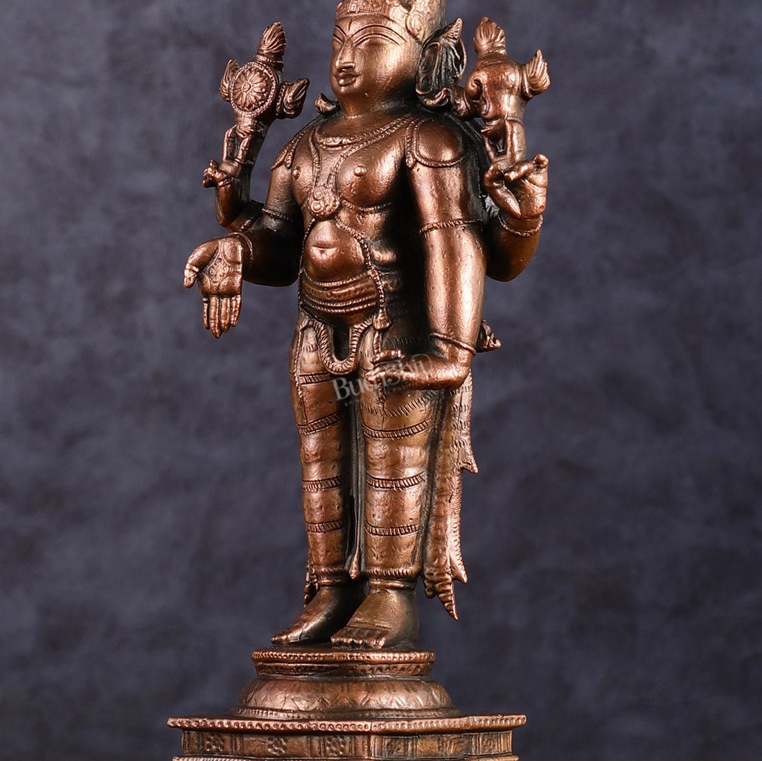 Pure Copper Lord Tirupati Balaji Idol | 6.5" - Budhshiv.com