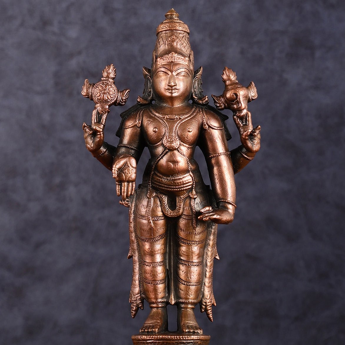 Pure Copper Lord Tirupati Balaji Idol | 6.5" - Budhshiv.com