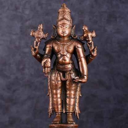 Pure Copper Lord Tirupati Balaji Idol | 6.5" - Budhshiv.com