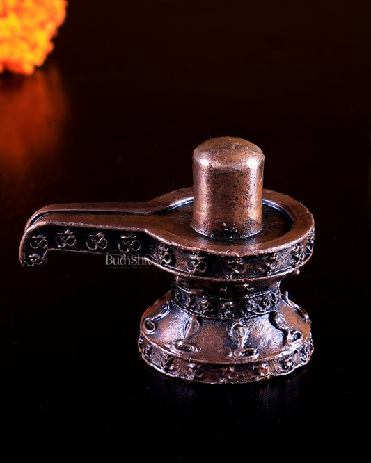 Pure Copper Naga Design Shivling | Mini Shivling Idol 2.5 inch - Budhshiv.com