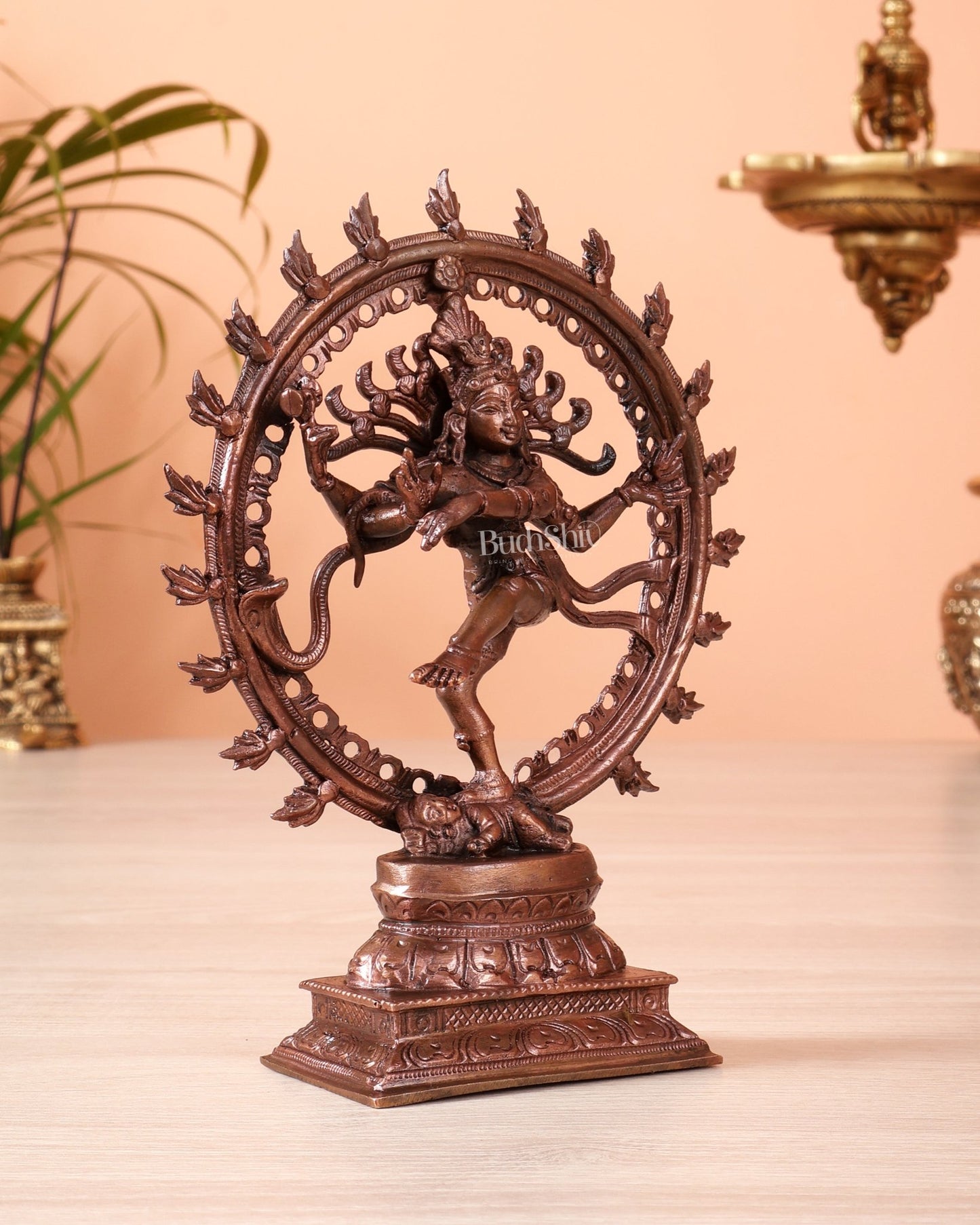 Pure Copper Nataraja Statue – Dancing Shiva Idol (7 Inch, 696 gm) - Budhshiv.com