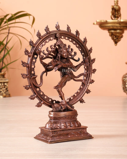 Pure Copper Nataraja Statue – Dancing Shiva Idol (7 Inch, 696 gm) - Budhshiv.com