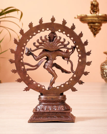Pure Copper Nataraja Statue – Dancing Shiva Idol (7 Inch, 696 gm) - Budhshiv.com