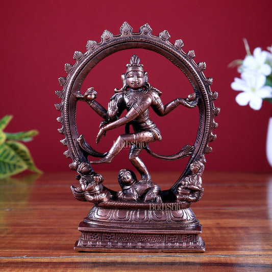 Pure Copper Nataraja Statue | Unique Temple Design Shiva Idol - Budhshiv.com