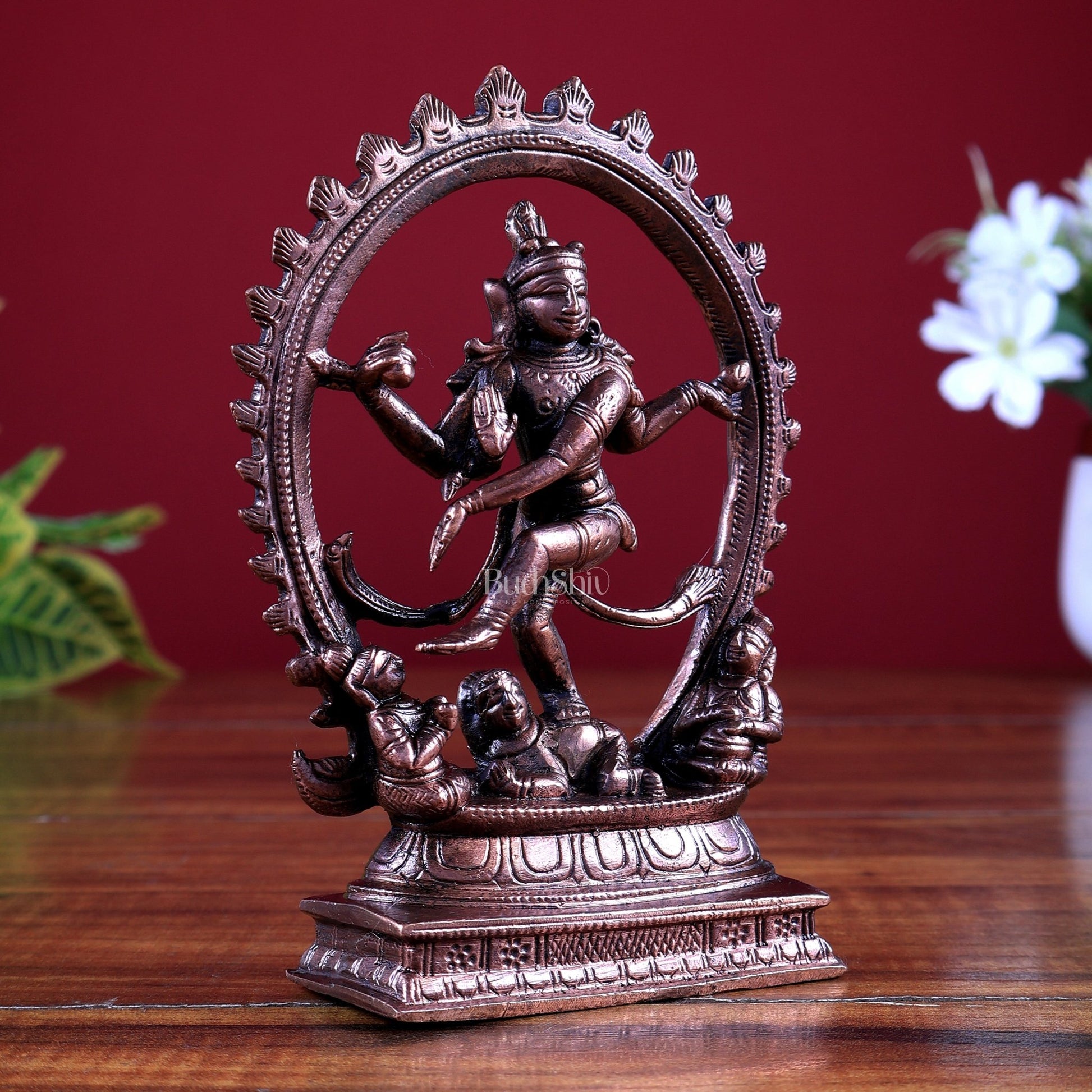 Pure Copper Nataraja Statue | Unique Temple Design Shiva Idol - Budhshiv.com