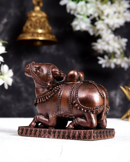 Pure Copper Orissa Style Nandi Statue for Home Temple & Décor 3.5 inch - Budhshiv.com