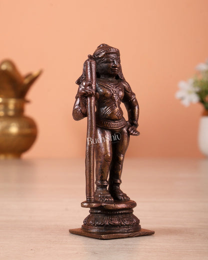 Pure Copper Palani Murugan Idol – Small Kartikeya Swamy Miniature Statue for Home Temple 3" - Budhshiv.com