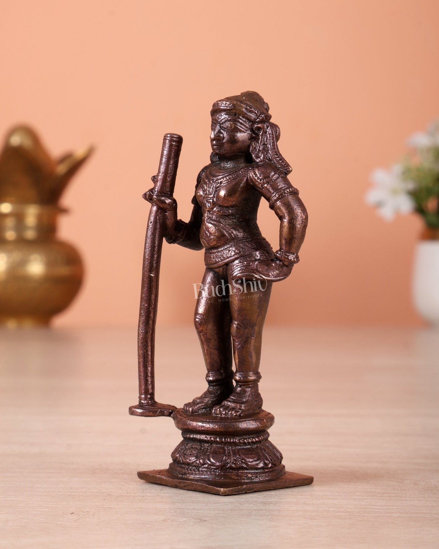 Pure Copper Palani Murugan Idol – Small Kartikeya Swamy Miniature Statue for Home Temple 3" - Budhshiv.com