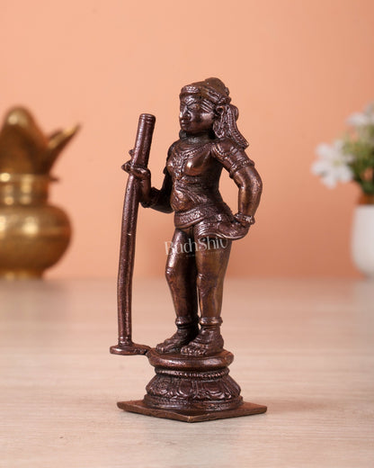 Pure Copper Palani Murugan Idol – Small Kartikeya Swamy Miniature Statue for Home Temple 3" - Budhshiv.com