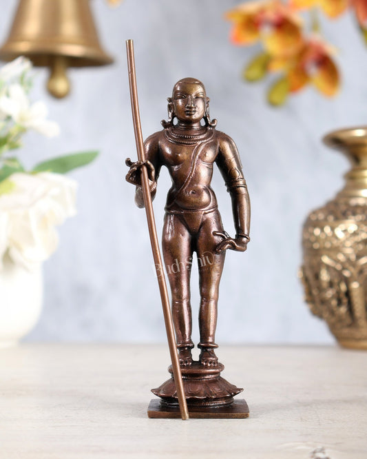 Pure Copper Palani Murugan Karthikeya Idol (Dhandayuthapani Swamy)5.2" - Budhshiv.com