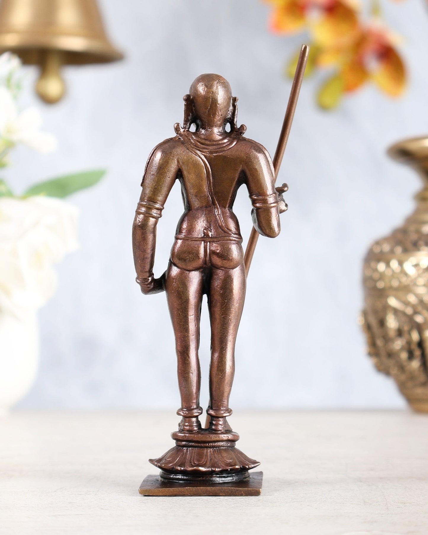 Pure Copper Palani Murugan Karthikeya Idol (Dhandayuthapani Swamy)5.2" - Budhshiv.com
