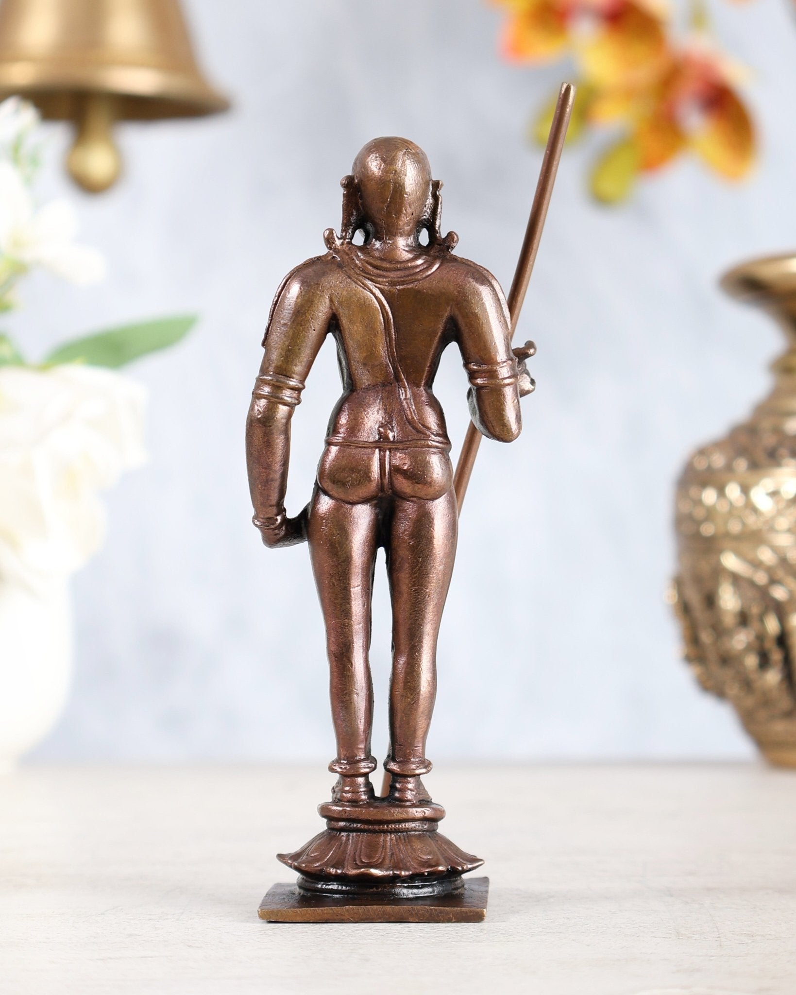 Pure Copper Palani Murugan Karthikeya Idol (Dhandayuthapani Swamy)5.2" - Budhshiv.com