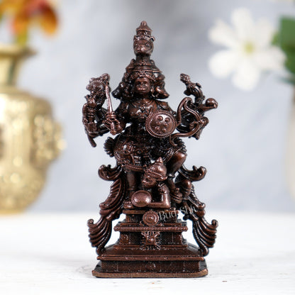 Pure Copper Panchmukhi Hanuman Idol – Rare Aviravan Vadha Form (4 Inches) - Budhshiv.com