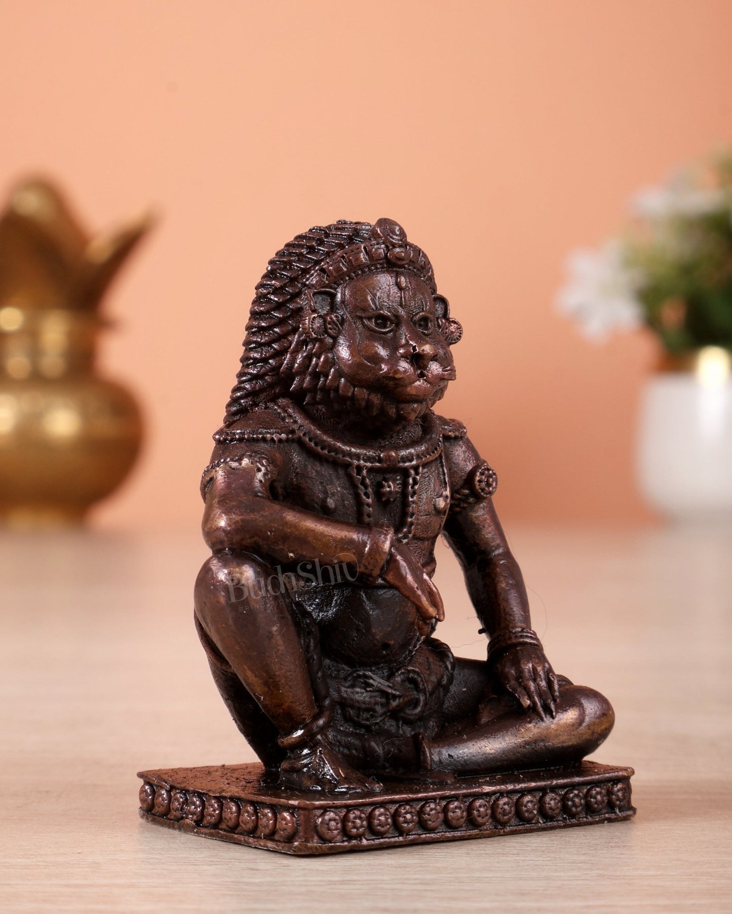 Pure Copper Peaceful Narasimha Idol - Budhshiv.com
