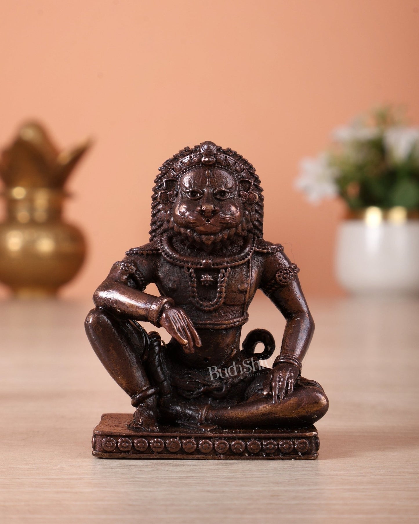 Pure Copper Peaceful Narasimha Idol - Budhshiv.com