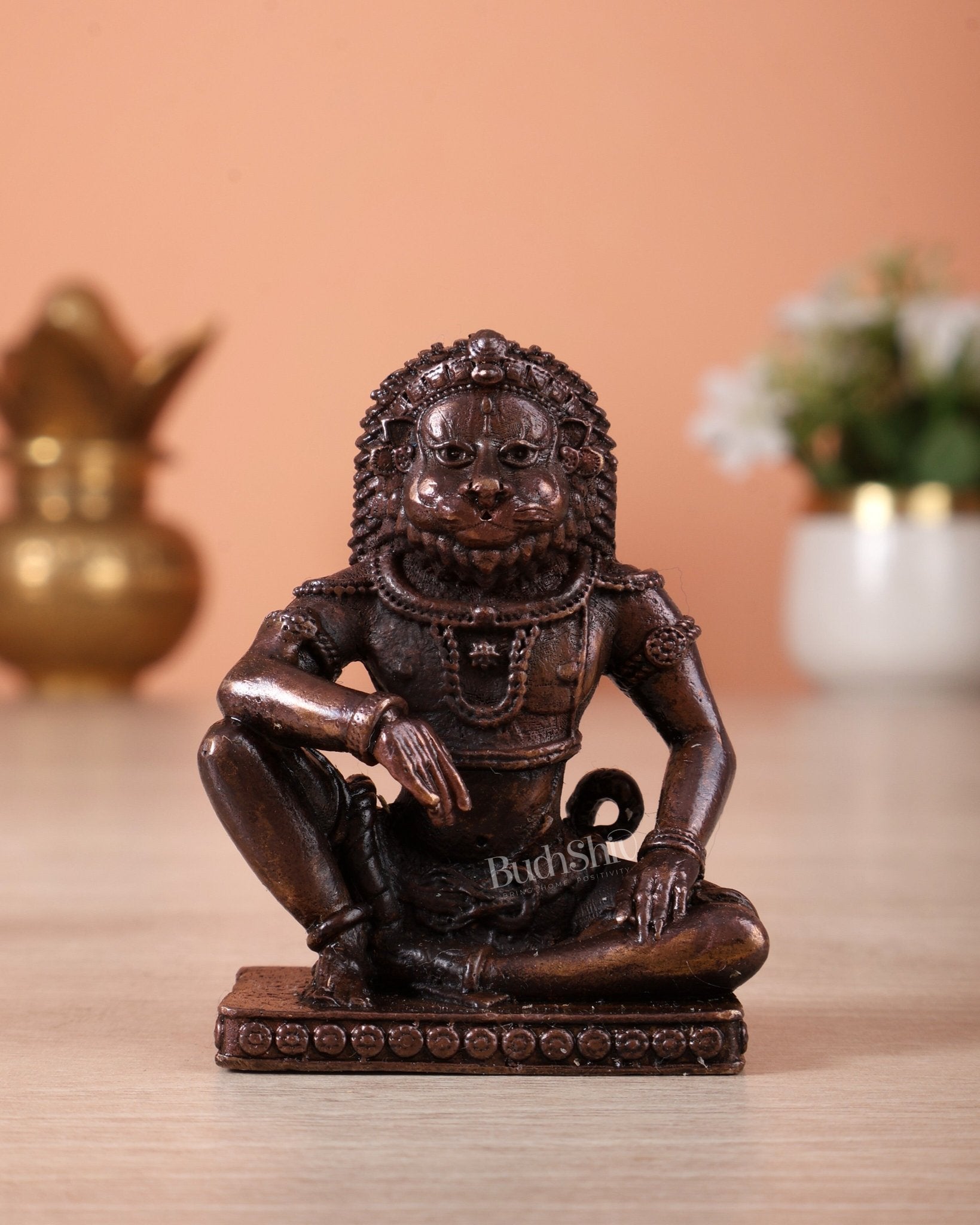 Pure Copper Peaceful Narasimha Idol - Budhshiv.com