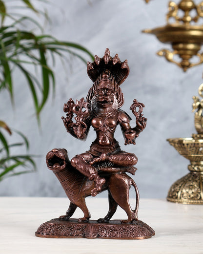Pure Copper Pratyangira Devi Idol - 5.5 Inch - Budhshiv.com