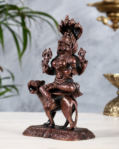 Pure Copper Pratyangira Devi Idol - 5.5 Inch - Budhshiv.com