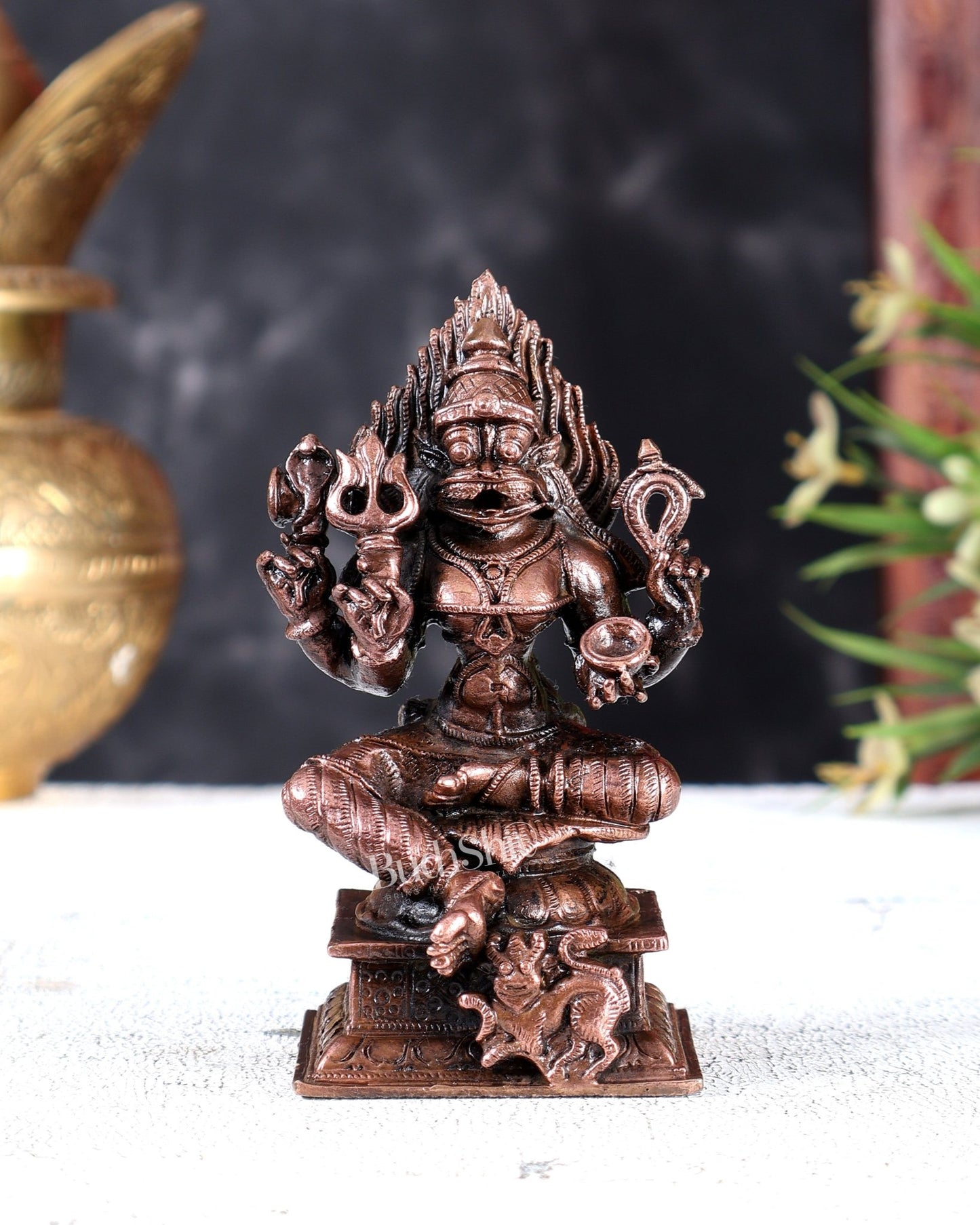 Pure Copper Pratyangira Devi Solid Idol for Daily Pooja - Budhshiv.com