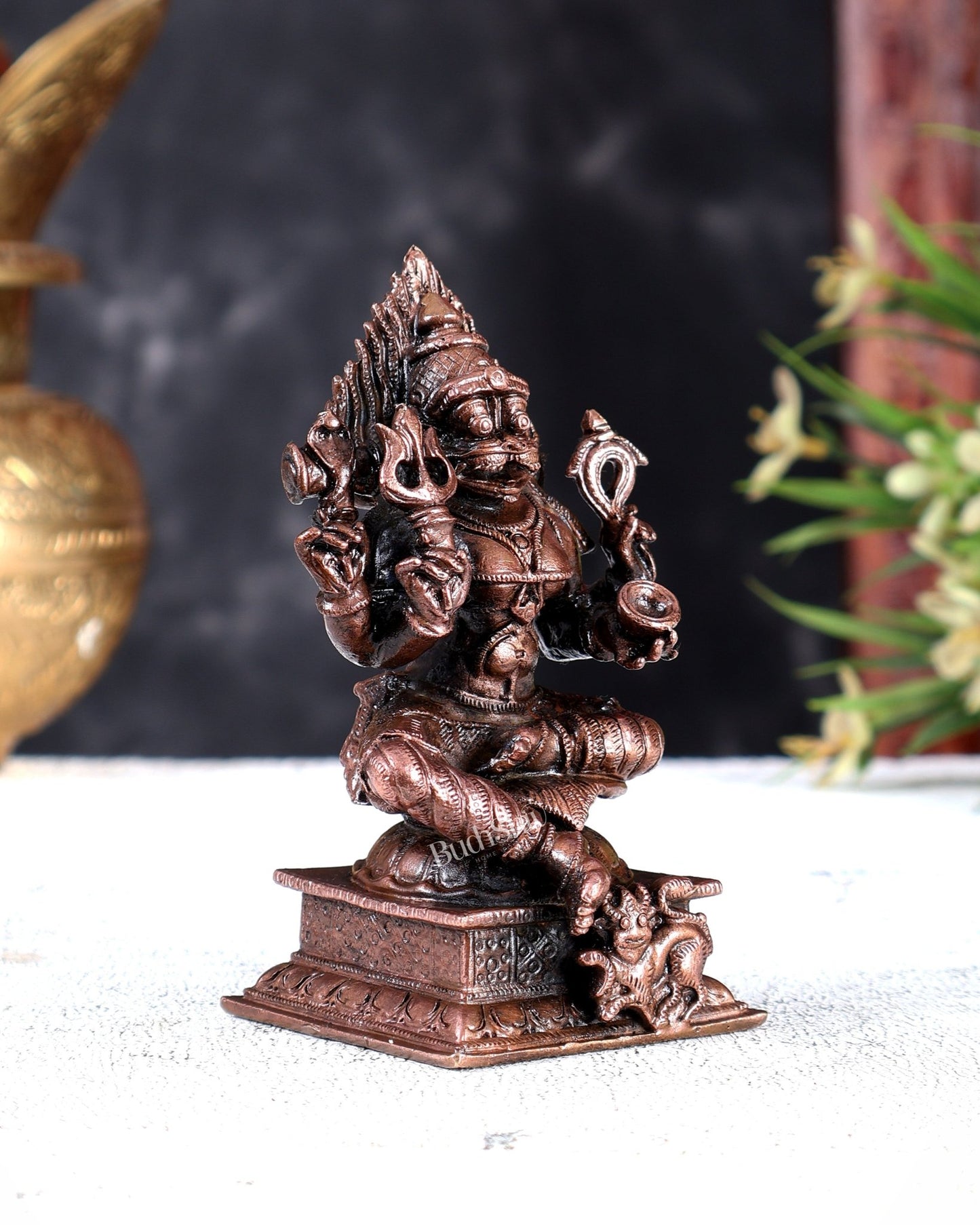 Pure Copper Pratyangira Devi Solid Idol for Daily Pooja - Budhshiv.com