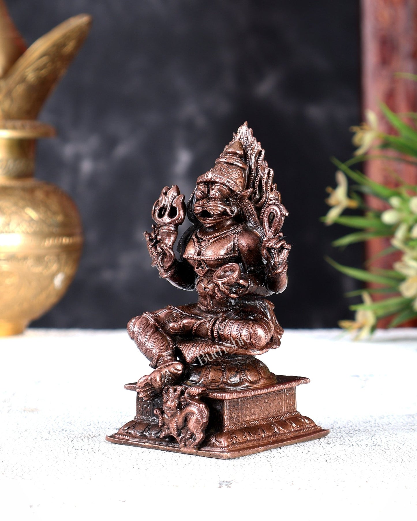 Pure Copper Pratyangira Devi Solid Idol for Daily Pooja - Budhshiv.com