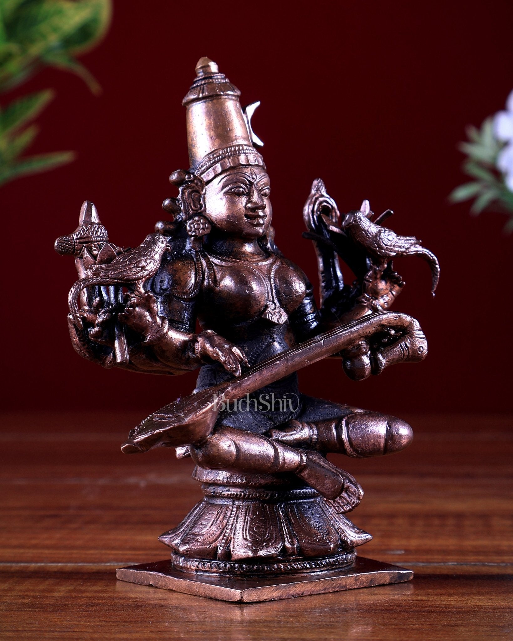 Pure Copper Raja Shyamala Devi (Matangi) Idol 5 inch - Budhshiv.com