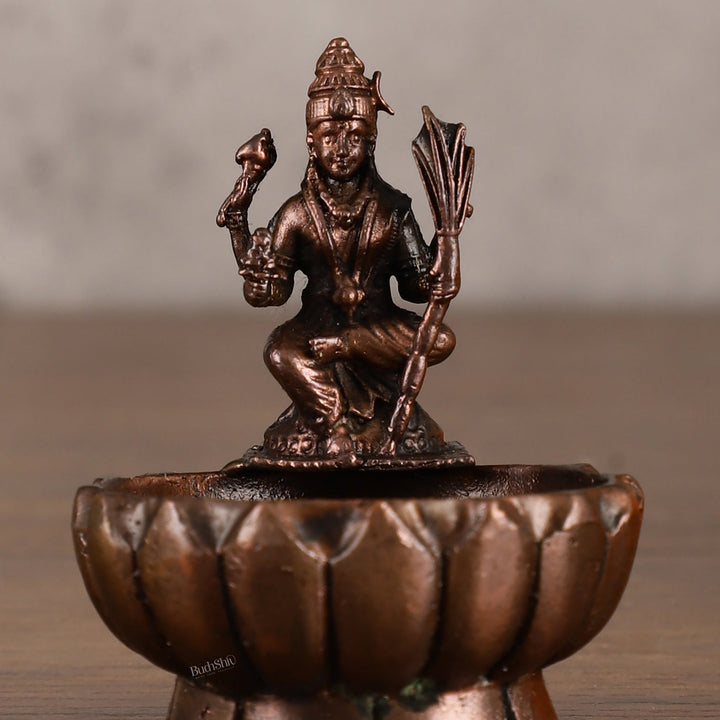 Pure Copper Rajarajeshwari Lalita Devi Urli Oil Lamps - 3 Inches - Budhshiv.com