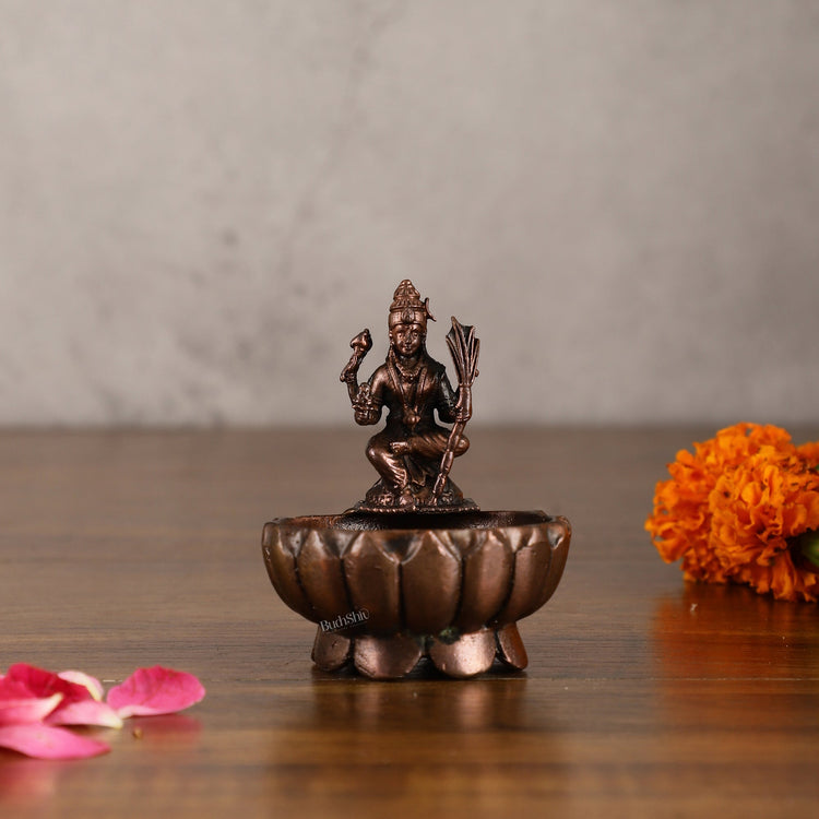 Pure Copper Rajarajeshwari Lalita Devi Urli Oil Lamps - 3 Inches - Budhshiv.com