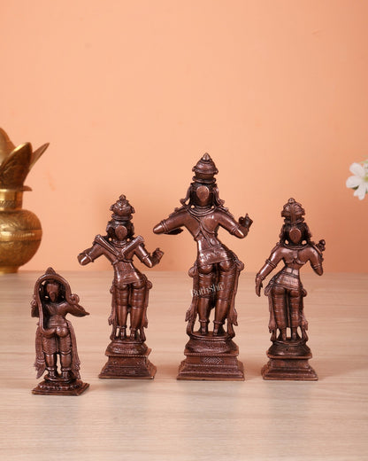 Pure Copper Ram Darbar Idol Set – Shri Ram, Sita, Lakshman & Hanuman 5.2" - Budhshiv.com