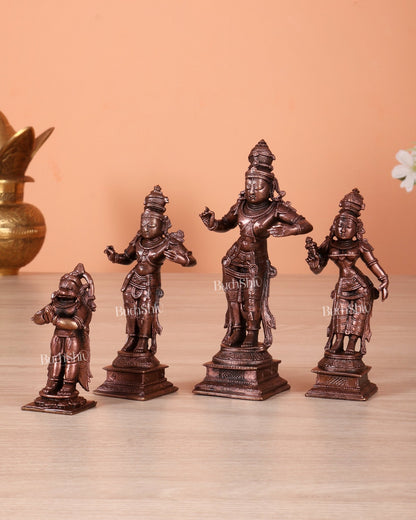 Pure Copper Ram Darbar Idol Set – Shri Ram, Sita, Lakshman & Hanuman 5.2" - Budhshiv.com