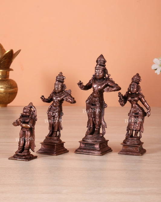 Pure Copper Ram Darbar Idol Set – Shri Ram, Sita, Lakshman & Hanuman 5.2" - Budhshiv.com