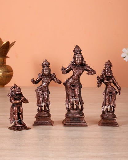 Pure Copper Ram Darbar Idol Set – Shri Ram, Sita, Lakshman & Hanuman 5.2" - Budhshiv.com