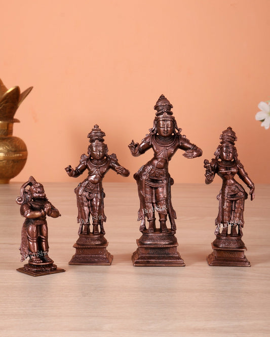 Pure Copper Ram Darbar Idol Set – Shri Ram, Sita, Lakshman & Hanuman 5.2" - Budhshiv.com