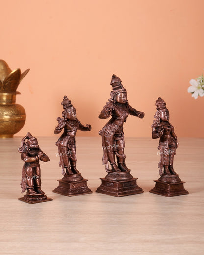 Pure Copper Ram Darbar Idol Set – Shri Ram, Sita, Lakshman & Hanuman 5.2" - Budhshiv.com